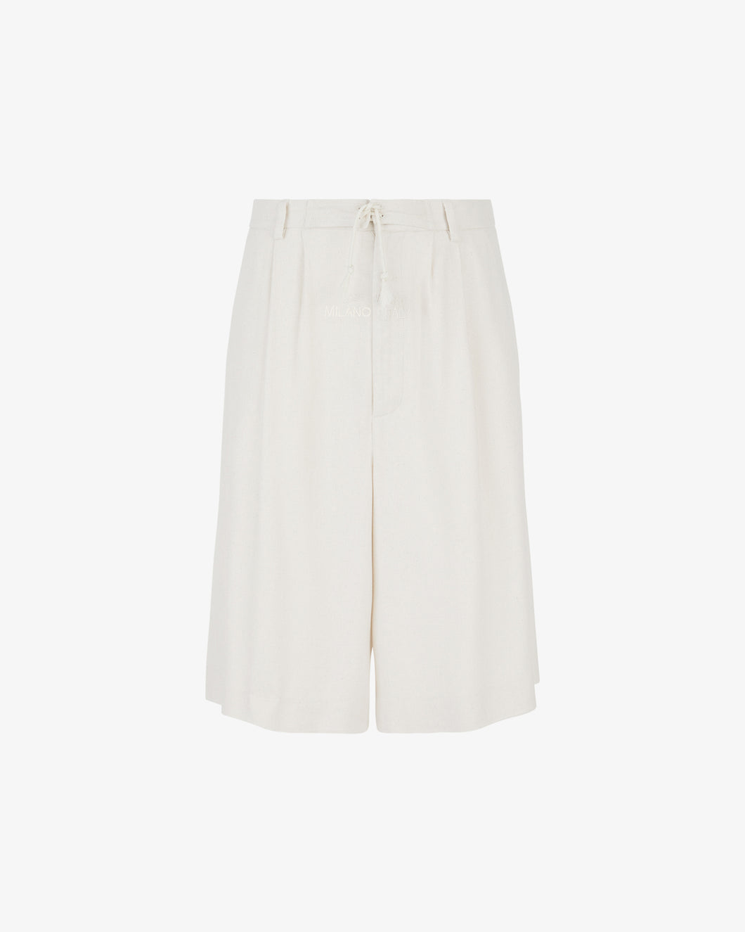 Linen Blend Pleated Oversized Bermuda