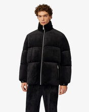 Load image into Gallery viewer, Gcds Logo Band Velvet Puffer Jacket | Unisex Coats &amp; Jackets Black | GCDS®
