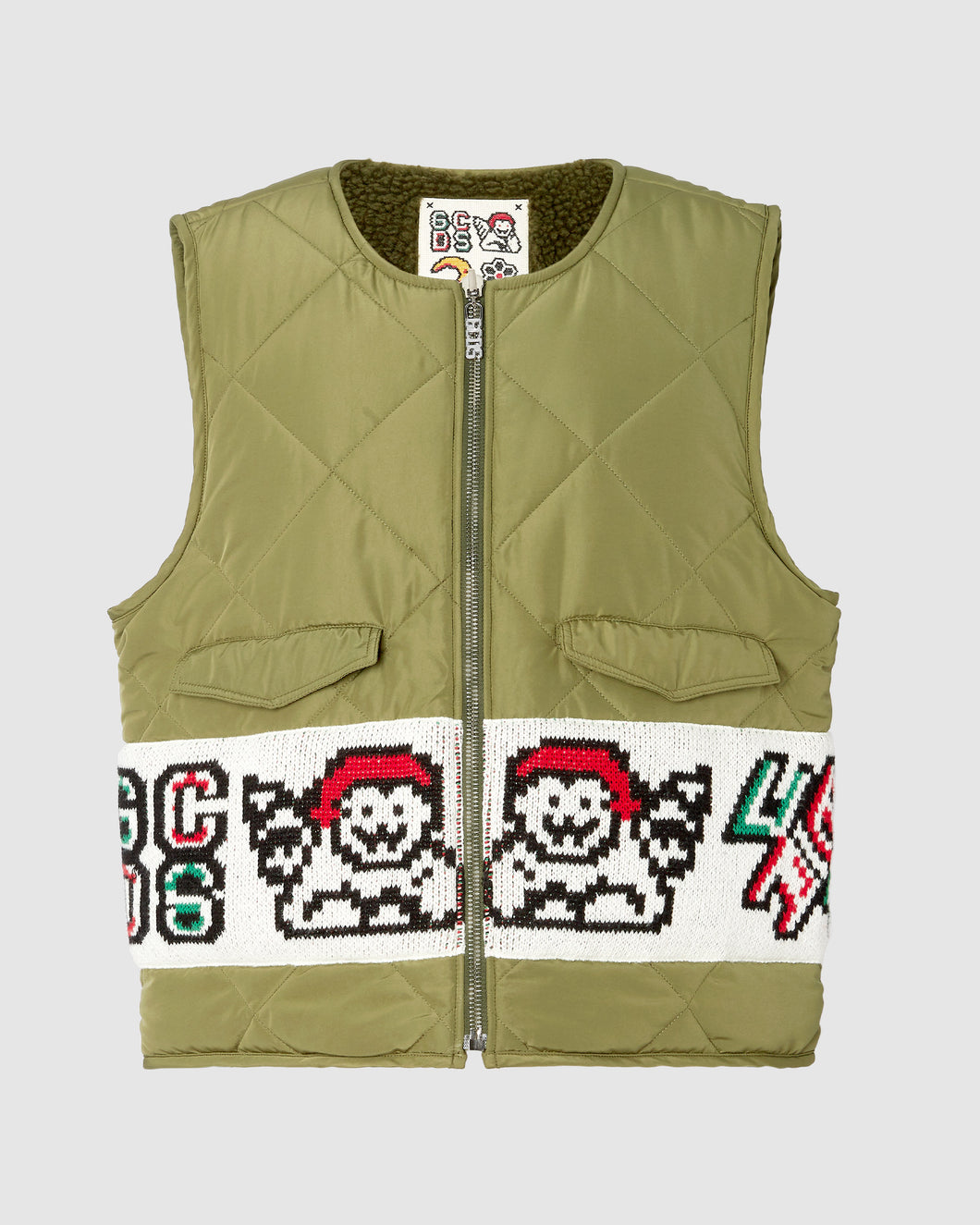 Plush reversible vest: Men Outerwear Military Green | GCDS