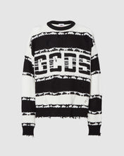 Load image into Gallery viewer, Striped logo sweater : Men Knitwear Black | GCDS
