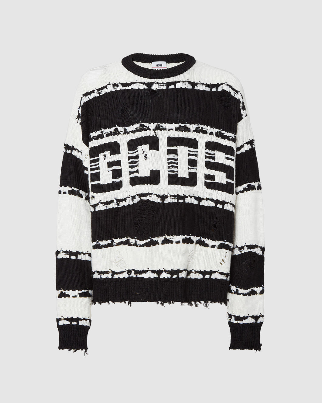 Striped logo sweater : Men Knitwear Black | GCDS