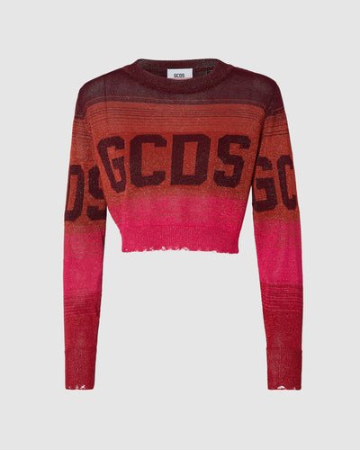 Lurex degradé cropped sweater: Women Knitwear Multicolor | GCDS