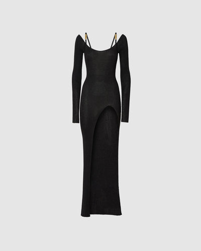 Lurex long dress: Women Dresses Black | GCDS