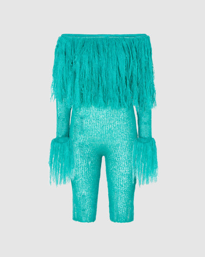 Fluffy knit jumpsuit: Women Dress Light Blue | GCDS