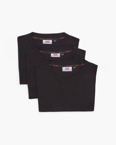 Three-Pack Cotton T-Shirt : Men T-shirts Black | GCDS