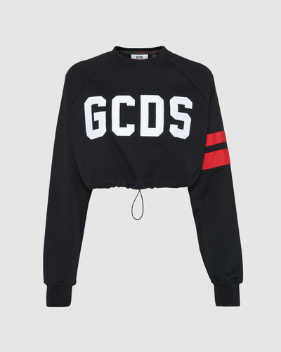 GCDS logo crop crewneck: Women Hoodies Black | GCDS