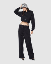 Load image into Gallery viewer, Embroidered Gcds wide sweatbottoms: Women Trousers Black | GCDS

