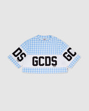 Load image into Gallery viewer, Crop GCDS Vichy T-Shirt: Girl T-Shirts  Light blue | GCDS
