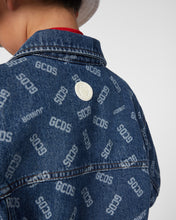 Load image into Gallery viewer, Allover GCDS logo denim jacket: Unisex  Outerwear  Light blue | GCDS

