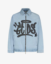 Load image into Gallery viewer, Gcds Graffiti Harrington Denim Jacket | Men Coats &amp; Jackets Light Blue | GCDS®
