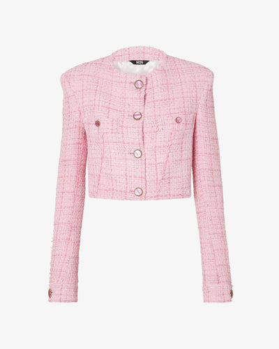 Tweed Cropped Jacket | Women Coats & Jackets Pink | GCDS®