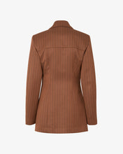 Load image into Gallery viewer, Pinstripe Clip Blazer | Women Coats &amp; Jackets Brown | GCDS®
