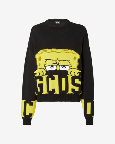 Spongebob Low Band Logo Sweater : Unisex Knitwear Black | GCDS