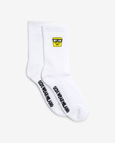 Spongebob Embroidered Socks  : Unisex Socks White | GCDS