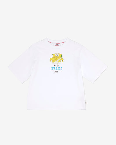 Junior Spongebob Italico T-Shirt: Boy T-shirts White | GCDS