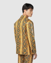 Load image into Gallery viewer, Double-breasted snake faux leather blazer: Men Outerwear Yellow | GCDS
