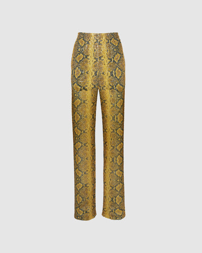 Sequin python pants: Women Trousers Yellow | GCDS