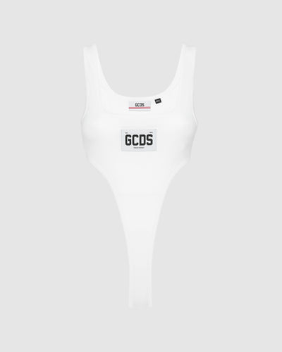 GCDS logo bodysuit: Women Bodysuits Dark White | GCDS