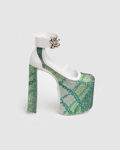 Crystal divine heels: Women Shoes Green | GCDS