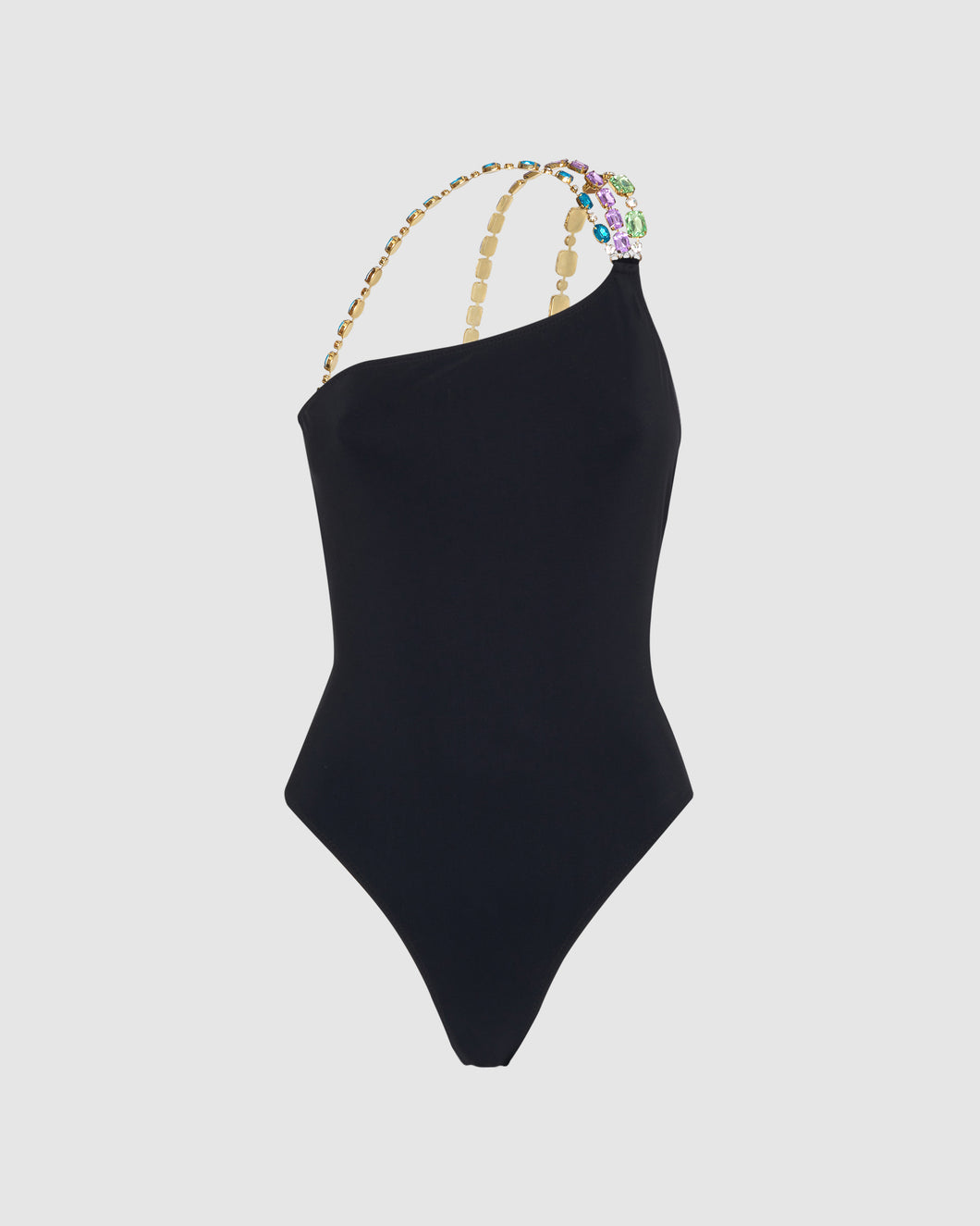 Bling one shoulder swimsuit : Women Swimwear Black | GCDS