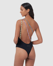 Load image into Gallery viewer, Bling one shoulder swimsuit : Women Swimwear Black | GCDS
