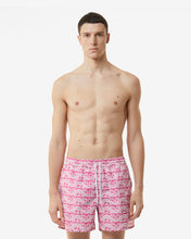 Load image into Gallery viewer, All-Over Waved Logo Print Swim Shorts : Men Swimwear Fuchsia | GCDS Spring/Summer 2023
