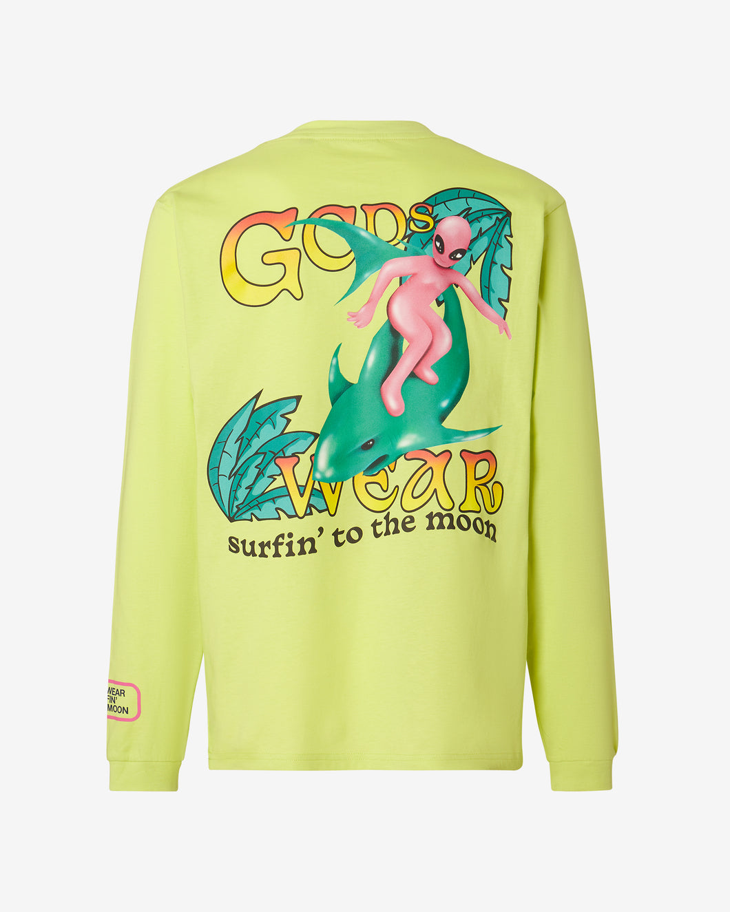 Surfing Wirdo Printed Long Sleeves T-Shirt : Men T-shirts Lime | GCDS Spring/Summer 2023