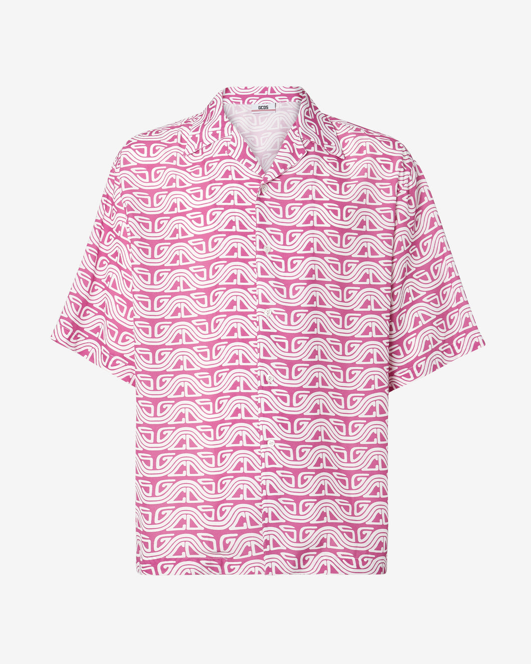 Waved Logo Print Bowling Shirt : Men Shirts Fuchsia | GCDS Spring/Summer 2023