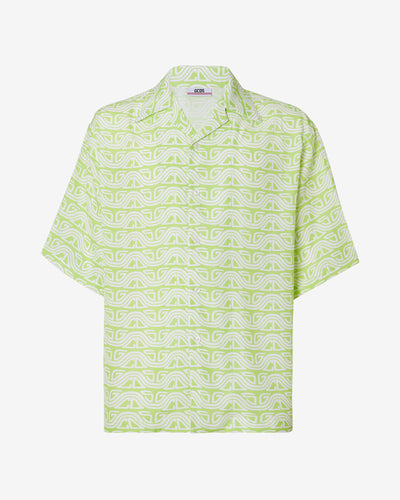 Waved Logo Print Bowling Shirt : Men Shirts Lime | GCDS Spring/Summer 2023