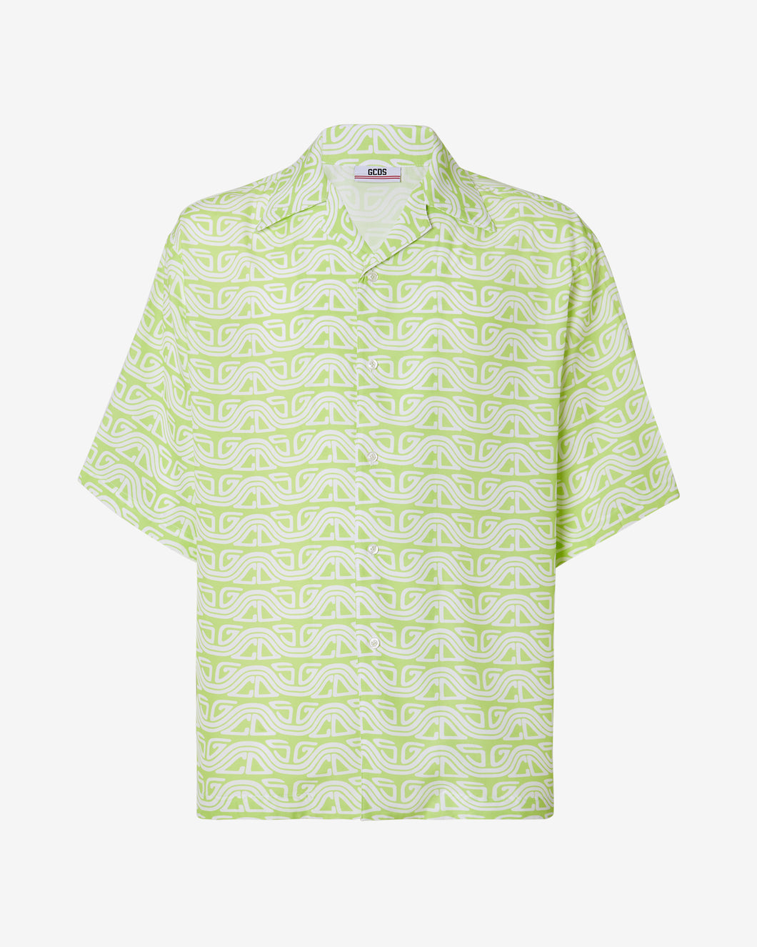 Waved Logo Print Bowling Shirt : Men Shirts Lime | GCDS Spring/Summer 2023