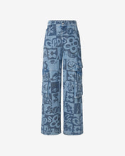Load image into Gallery viewer, Checkboard Print Denim Ultracargo Trousers : Men Trousers New Light Blue | GCDS Spring/Summer 2023
