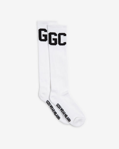 Mid Calf Band Logo Socks : Men Socks White | GCDS Spring/Summer 2023