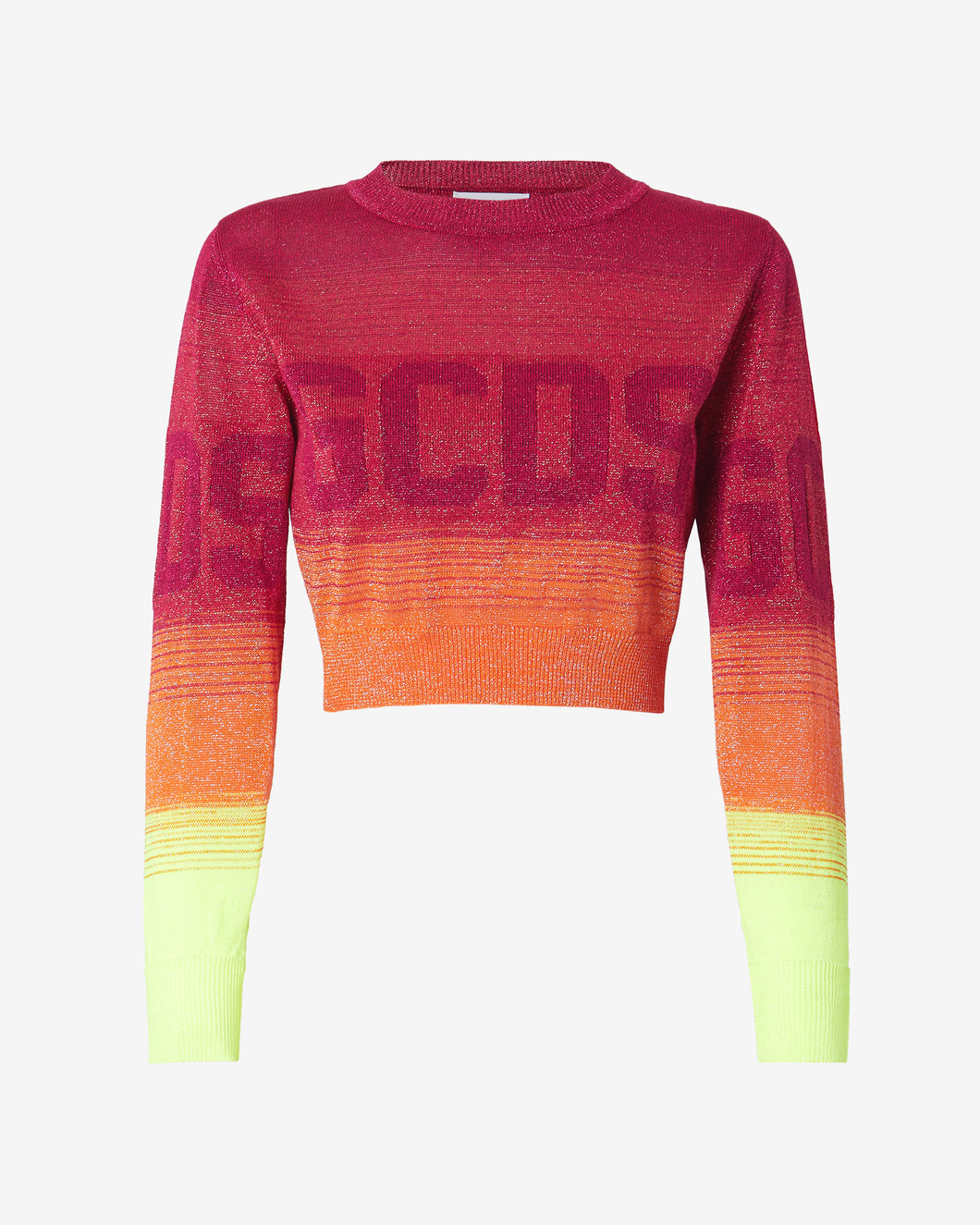 Lurex Degradé Cropped Sweater : Women Knitwear Fuchsia | GCDS Spring/Summer 2023