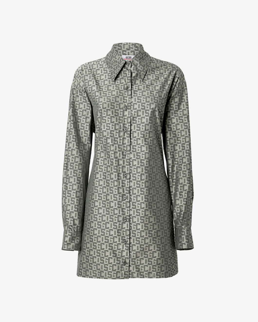 Bling Gcds Monogram Shirt Dress : Women Dress Military Green | GCDS Spring/Summer 2023