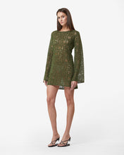 Load image into Gallery viewer, Gcds Monogram Macramé Dress : Women Dress Military Green | GCDS Spring/Summer 2023
