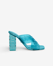 Load image into Gallery viewer, Transpallic Criss-Cross High Sandal : Women Shoes Light Blue | GCDS Spring/Summer 2023
